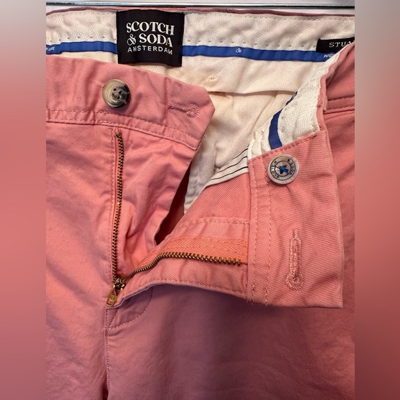 Scotch & Soda Men’s Stuart Straight Chino Pants Coral Color Size 33x29 Preppy - Picture 3 of 16